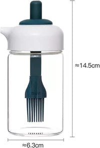 2 In 1 Glass Oil Dispenser Jar Bottle With Brush (1 Set)