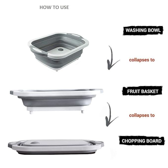 3- in-1 Collapsible Cutting Board With Dish Tub Basket