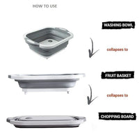 3- in-1 Collapsible Cutting Board With Dish Tub Basket