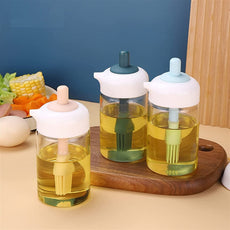 2 In 1 Glass Oil Dispenser Jar Bottle With Brush (1 Set)
