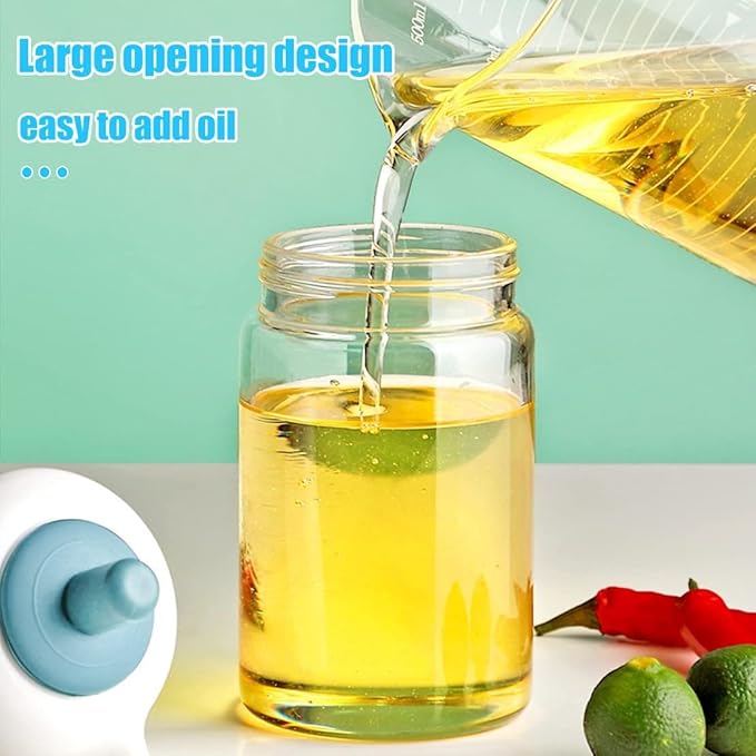 2 In 1 Glass Oil Dispenser Jar Bottle With Brush (1 Set)