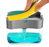 2-in-1 Soap Pump Dispenser with Sponge Holder – One-Touch Dishwashing Soap Dispenser (13oz)