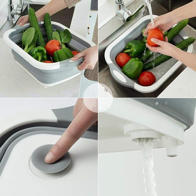 3- in-1 Collapsible Cutting Board With Dish Tub Basket