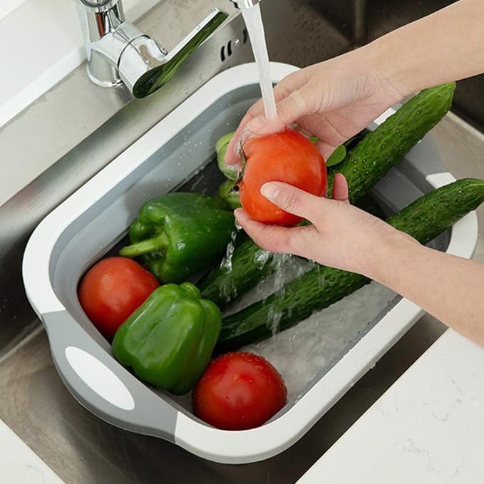 3- in-1 Collapsible Cutting Board With Dish Tub Basket