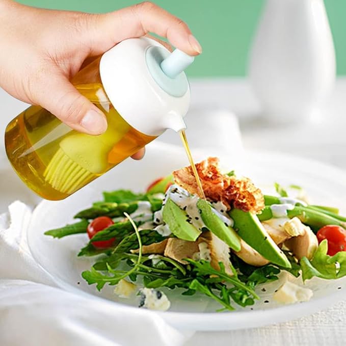 2 In 1 Glass Oil Dispenser Jar Bottle With Brush (1 Set)