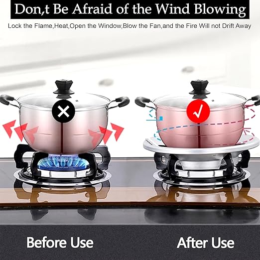 Gas Stove Flame Concentrator Ring(pack of 2) – Windproof Heat Saver for Faster Cooking